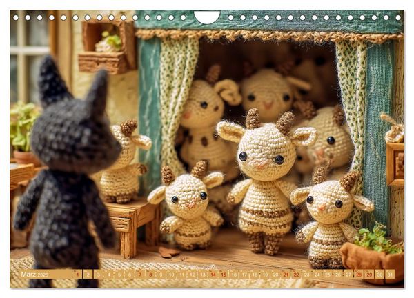 Produktbild: Amigurumi M&auml;rchenstunde nach den Gebr&uuml;dern Grimm (Wandkalender 2026 DIN A4 quer), CALVENDO Monatskalender