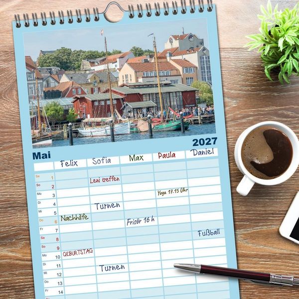 Produktbild: Familienplaner 2027 - Flensburg maritim mit 5 Spalten (Wandkalender, 21 x 45 cm) CALVENDO