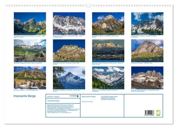 Produktbild: Imposante Berge (Wandkalender 2026 DIN A2 quer), CALVENDO Monatskalender