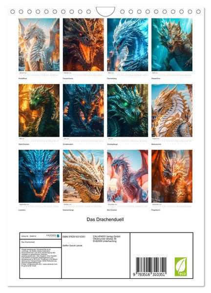 Produktbild: Das Drachenduell (Wandkalender 2026 DIN A4 hoch), CALVENDO Monatskalender