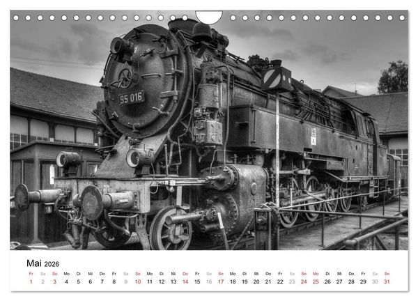 Produktbild: Unter Dampf - Eisenbahnromantik in schwarz-wei&szlig; (Wandkalender 2026 DIN A4 quer), CALVENDO Monatskalender