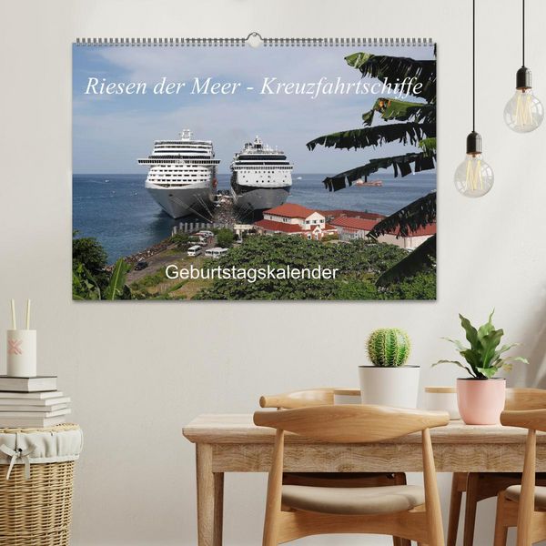 Produktbild: Riesen der Meere - Kreuzfahrtschiffe Geburtstagskalender (Wandkalender 2026 DIN A2 quer), CALVENDO Monatskalender