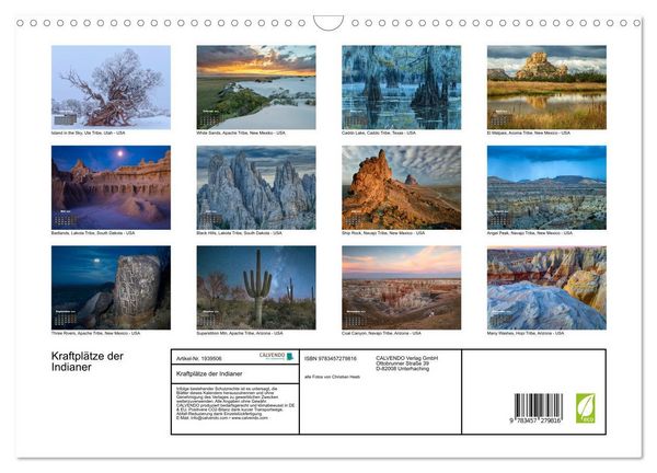 Produktbild: Kraftpl&auml;tze der Indianer (Wandkalender 2026 DIN A3 quer), CALVENDO Monatskalender