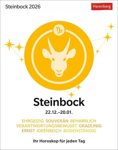 Produktbild: Steinbock Sternzeichenkalender 2026 - Tagesabrei&szlig;kalender - Ihr Horoskop f&uuml;r jeden Tag