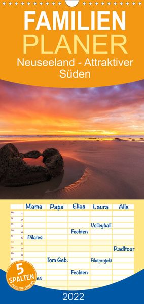 Produktbild: Familienplaner Neuseeland - Attraktiver S&uuml;den (Wandkalender 2022 , 21 cm x 45 cm, hoch)
