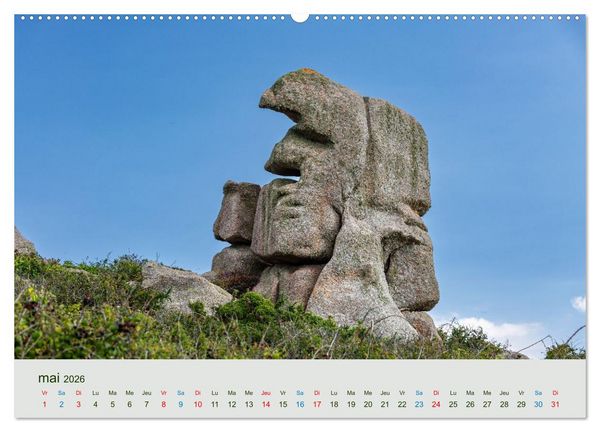 Produktbild: T&ecirc;tes de pierre sur les c&ocirc;tes de Bretagne (Calendrier mural 2026 DIN A2 vertical), CALVENDO calendrier mensuel