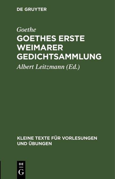 Produktbild: Goethes erste Weimarer Gedichtsammlung
