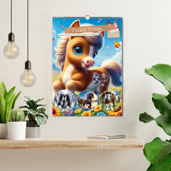 Produktbild: Tinker Ponys - Magische Momente, Gypsy Vanner f&uuml;r M&auml;dchen (Wandkalender 2026 DIN A3 hoch), CALVENDO Monatskalender
