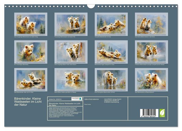 Produktbild: B&auml;renkinder. Kleine Waldseelen im Licht der Natur (Wandkalender 2027 DIN A3 quer), CALVENDO Monatskalender