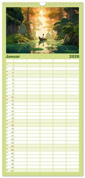 Produktbild: Familienplaner 2026 - Zauberhafte Anime Welt mit 5 Spalten (Wandkalender, 21 x 45 cm) CALVENDO