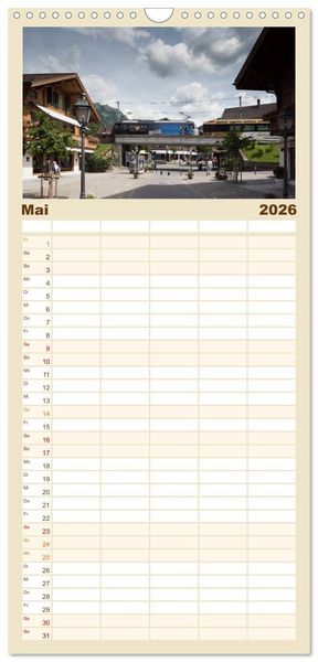 Produktbild: Familienplaner 2026 - Schweizer Eisenbahn mit 5 Spalten (Wandkalender, 21 x 45 cm) CALVENDO