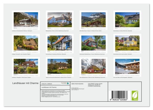 Produktbild: Landh&auml;user mit Charme (Wandkalender 2026 DIN A4 quer), CALVENDO Monatskalender