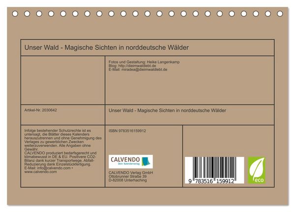 Produktbild: Unser Wald - Magische Sichten in norddeutsche W&auml;lder (Tischkalender 2026 DIN A5 quer), CALVENDO Monatskalender