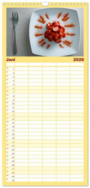 Produktbild: Familienplaner 2026 - Currywurst Kalender - Das Berliner Kultgericht f&uuml;r Fleischliebhaber mit 5 Spalten (Wandkalender, 21 x 45 cm) CALVENDO