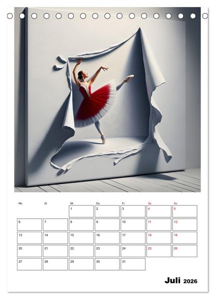 Produktbild: Tanz der Befreiung &ndash; Ballerina auf der Suche nach Freiheit (Tischkalender 2026 DIN A5 hoch), CALVENDO Monatskalender