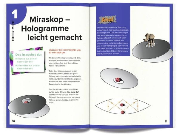 Produktbild: FRANZIS 67230 - Optische Illusionen und Experimente - Erzeuge faszinierende Hologramme mit dem Miraskop und vieles mehr! F&uuml;r Kinder ab 8 Jahren