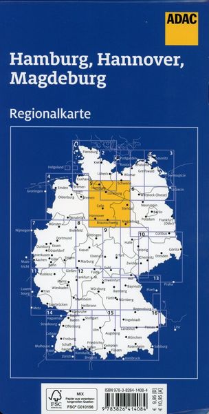 Produktbild: ADAC Regionalkarte Blatt 5 Hamburg, Hannover, Magdeburg 1:150 000