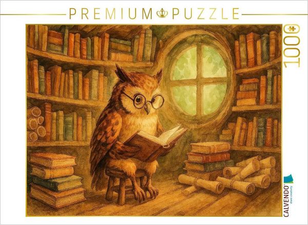 Produktbild: CALVENDO Puzzle Eulenzauber in der Baumhausbibliothek | 1000 Teile Lege-Gr&ouml;&szlig;e 64x48cm Foto-Puzzle f&uuml;r gl&uuml;ckliche Stunden