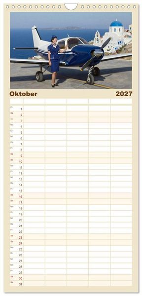 Produktbild: Familienplaner 2027 - Lack und Leinwand &ndash; Flieger mit 5 Spalten (Wandkalender, 21 x 45 cm) CALVENDO