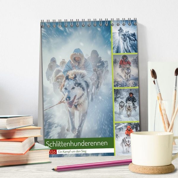 Produktbild: Schlittenhunderennen (Tischkalender 2026 DIN A5 hoch), CALVENDO Monatskalender