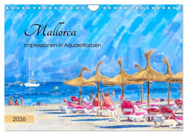 Produktbild: Mallorca - Impressionen in Aquarellfarben (Wandkalender 2026 DIN A4 quer), CALVENDO Monatskalender