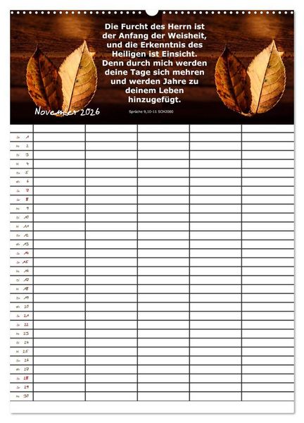 Produktbild: ein Planer mit biblischer Weisheit aus den Spr&uuml;chen Salomos (Wandkalender 2026 DIN A2 hoch), CALVENDO Monatskalender