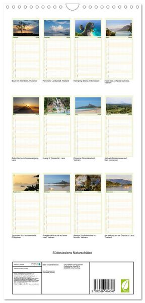 Produktbild: Familienplaner 2026 - S&uuml;dostasiens Natursch&auml;tze mit 5 Spalten (Wandkalender, 21 x 45 cm) CALVENDO