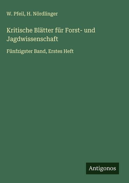 Produktbild: Kritische Bl&auml;tter f&uuml;r Forst- und Jagdwissenschaft