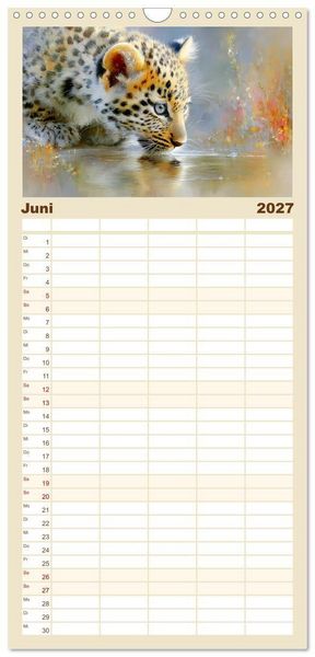 Produktbild: Familienplaner 2027 - Leopardenkinder. Afrikas Katzenbabys im Licht der Natur mit 5 Spalten (Wandkalender, 21 x 45 cm) CALVENDO