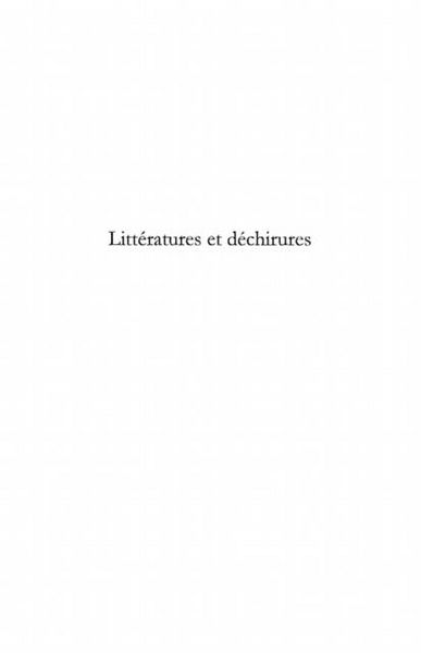 Produktbild: Litteratures et dechirures
