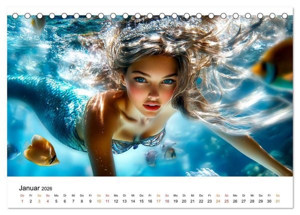 Produktbild: Geheimnisvolle Meerjungfrau (Tischkalender 2026 DIN A5 quer), CALVENDO Monatskalender