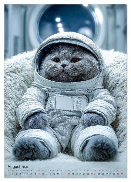Produktbild: Katzen im Weltall - lustiger Katzenkalender f&uuml;r Kinder, Familien und Katzenliebhaber (Wandkalender 2026 DIN A3 hoch), CALVENDO Monatskalender