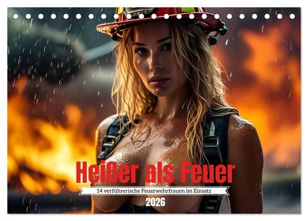 Heißer als Feuer: 14 verführerische Feuerwehrfrauen im Einsatz (Tischkalender 2026 DIN A5 quer), CALVENDO Monatskalender