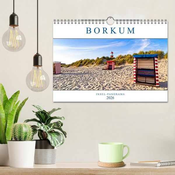 Produktbild: Borkum Inselpanorama (Wandkalender 2026 DIN A4 quer), CALVENDO Monatskalender