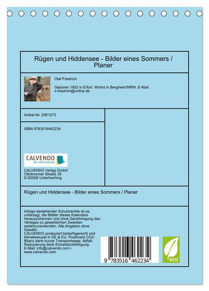 Produktbild: R&uuml;gen und Hiddensee - Bilder eines Sommers / Planer (Tischkalender 2026 DIN A5 hoch), CALVENDO Monatskalender