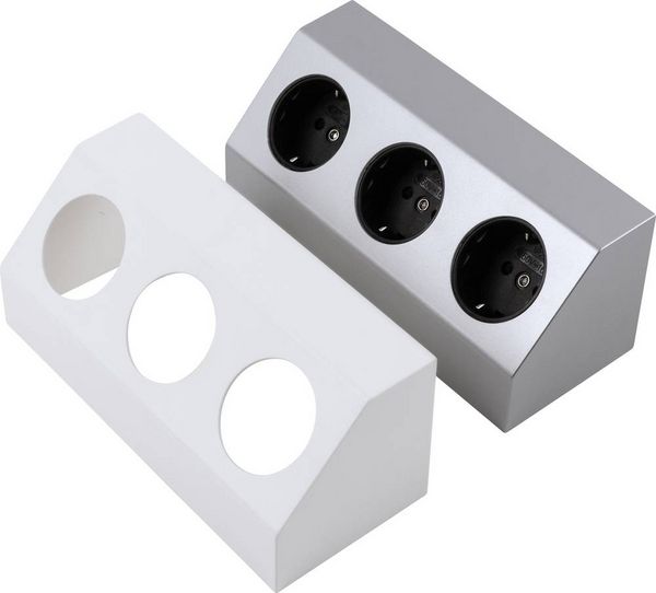 Produktbild: Heitronic 500071 Steckdosenleiste Wei&szlig;, Silber 1St.