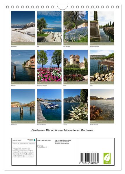 Produktbild: Gardasee - Die sch&ouml;nsten Momente am Gardasee (Wandkalender 2026 DIN A4 hoch), CALVENDO Monatskalender