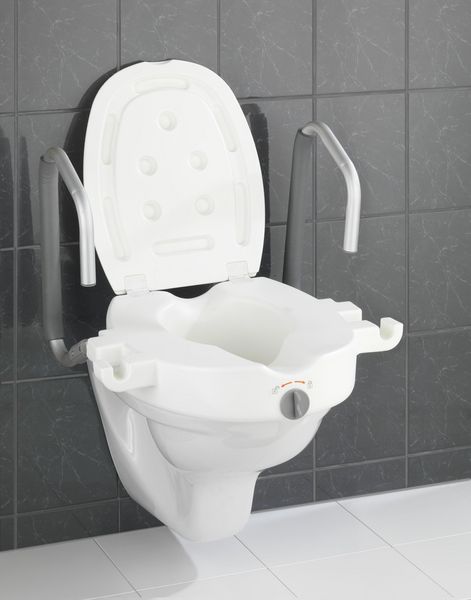 Produktbild: WC-Sitz Erh&ouml;hung mit St&uuml;tzgriffen Mod. Secura, mit Easy-Close Absenkautomatik