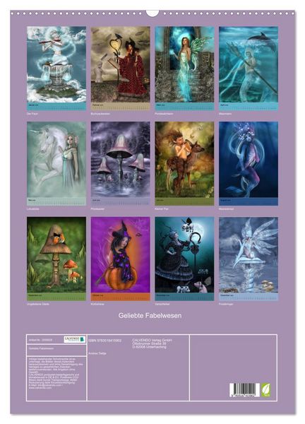 Produktbild: Geliebte Fabelwesen (Wandkalender 2026 DIN A2 hoch), CALVENDO Monatskalender
