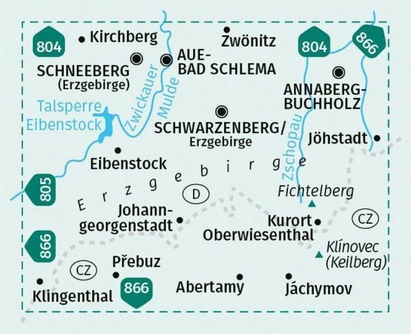 Produktbild: KOMPASS Wanderkarte 806 Westliches Erzgebirge, Aue, Eibenstock, Kurort Oberwiesenthal 1:50.000