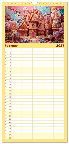 Produktbild: Familienplaner 2027 - Zuckertr&auml;ume im Candyland mit 5 Spalten (Wandkalender, 21 x 45 cm) CALVENDO