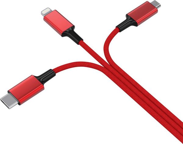Produktbild: Smrter USB-Ladekabel USB 2.0 USB-A Stecker, USB-C&reg; Stecker, Apple Lightning Stecker, USB-Micro-B Stecker 1.20 m Rot SMRTER_HYDRA_ULT_RD