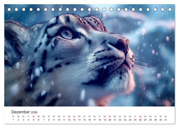 Produktbild: Geist des Gebirges - Ein Jahr in der wilden Welt der Schneeleoparden (Tischkalender 2026 DIN A5 quer), CALVENDO Monatskalender