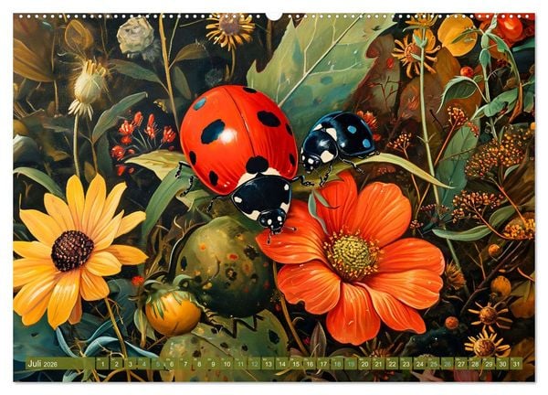 Produktbild: Gartengefl&uuml;ster - Tierische Besucher in der Bl&uuml;tenf&uuml;lle (hochwertiger Premium Wandkalender 2026 DIN A2 quer), Kunstdruck in Hochglanz