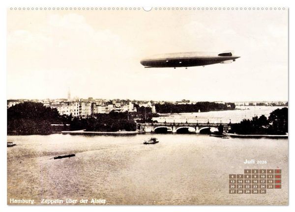 Produktbild: Faszination Luftschiffe &ndash; Zeppeline auf historischen Ansichtskarten (Wandkalender 2026 DIN A2 quer), CALVENDO Monatskalender