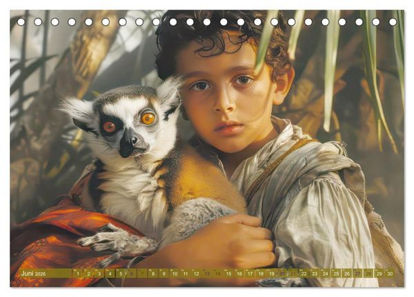 Produktbild: Eine kindliche Tierliebe - Herzensbilder (Tischkalender 2026 DIN A5 quer), CALVENDO Monatskalender