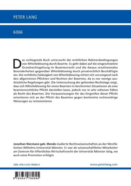 Produktbild: Der Whistleblower im Beamtenrecht