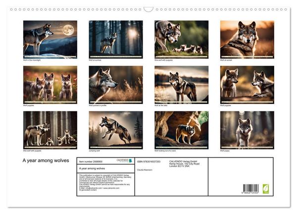 Produktbild: A year among wolves (Wall Calendar 2026 DIN A2 landscape), CALVENDO 12 Month Wall Calendar