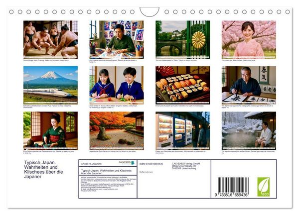 Produktbild: Typisch Japan. Wahrheiten und Klischees &uuml;ber die Japaner (Wandkalender 2026 DIN A4 quer), CALVENDO Monatskalender