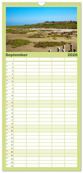 Produktbild: Familienplaner 2026 - D&auml;nemarks Nordseek&uuml;ste mit 5 Spalten (Wandkalender, 21 x 45 cm) CALVENDO